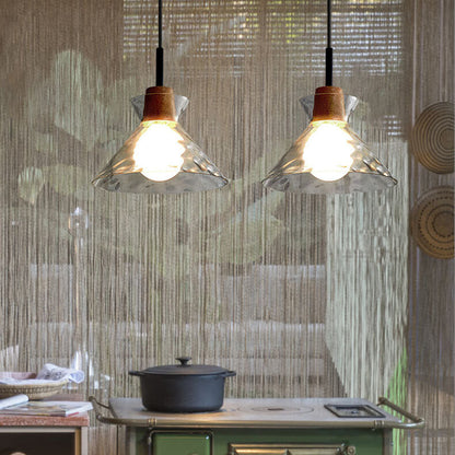 SMD Living moderne glazen hanglamp met houten accenten