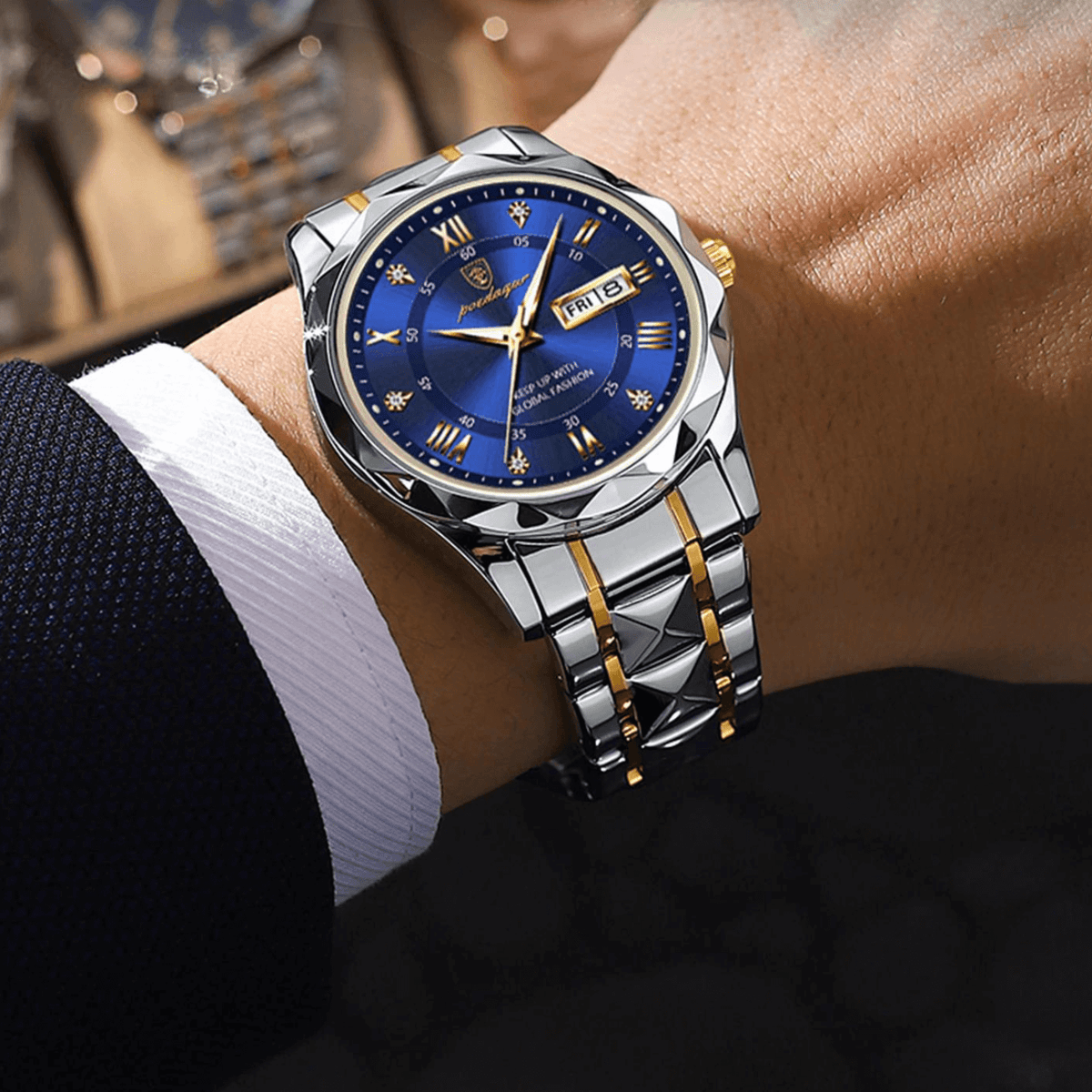 Lichtgevend roestvrijstalen herenhorloge