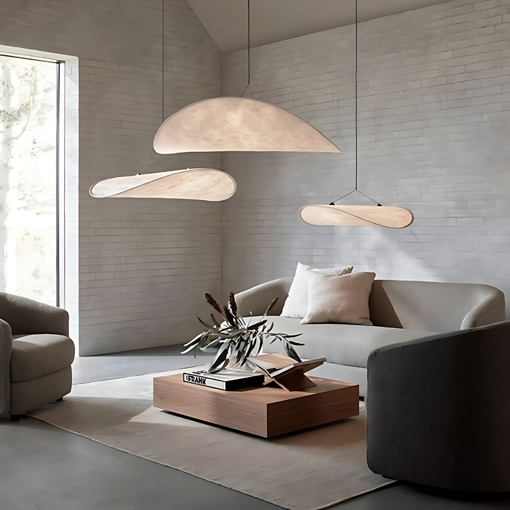 Japandi stoffen hanglamp sfeerverlichting
