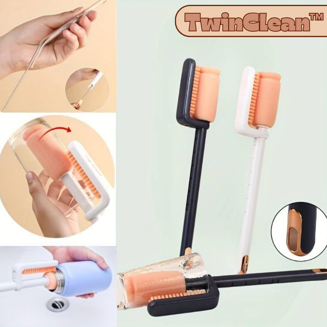 TwinClean 3-in-1 flessenborstel met rietjesborstel