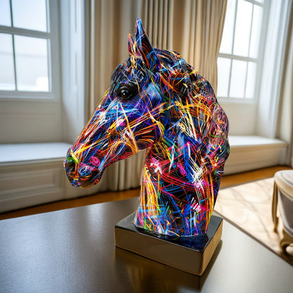 ColorBurst abstracte paardenkop sculptuur