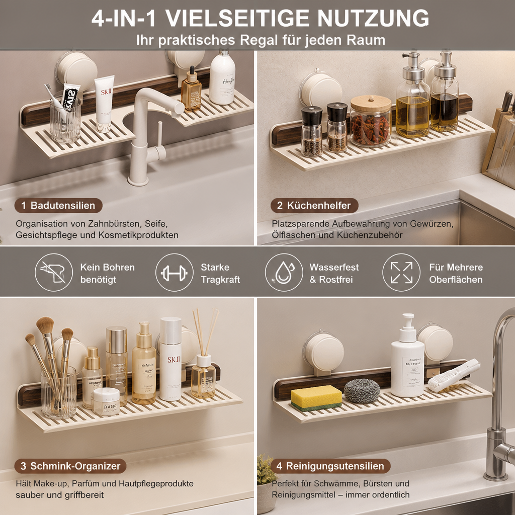 BathShelf™ boorvrij badkamerrek met zuignap