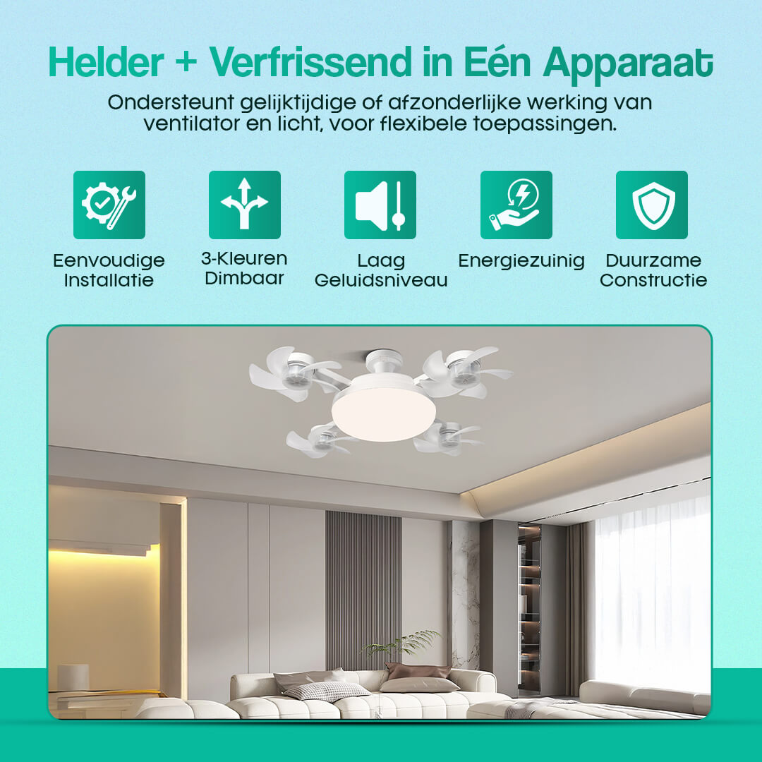 iFanGlow plafondventilatorlamp met verlichting