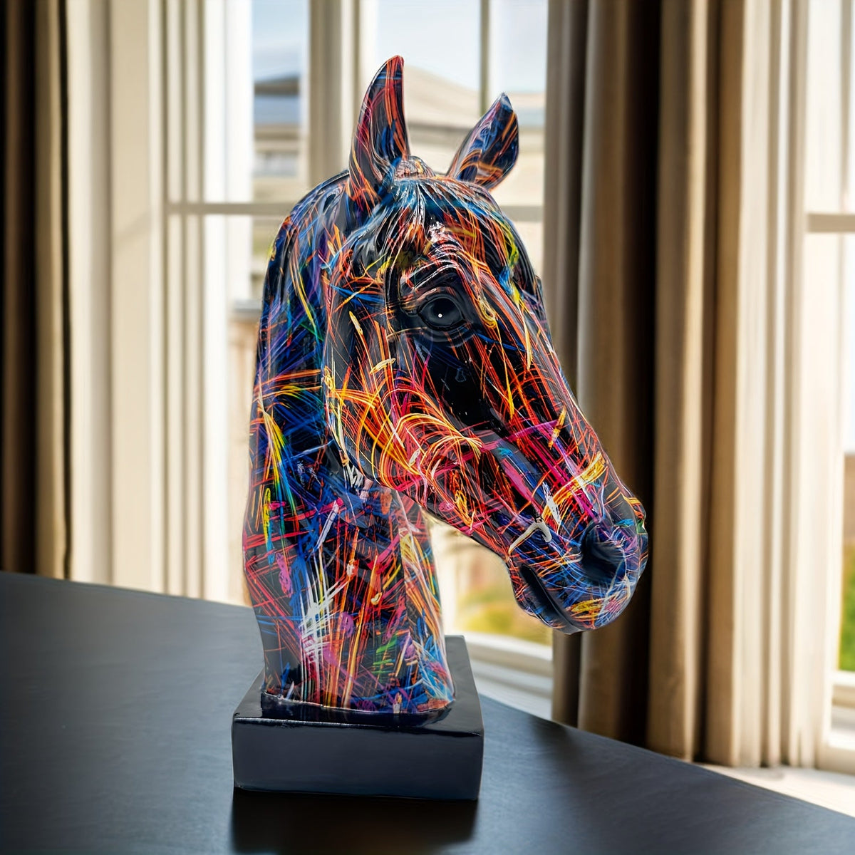 ColorBurst abstracte paardenkop sculptuur