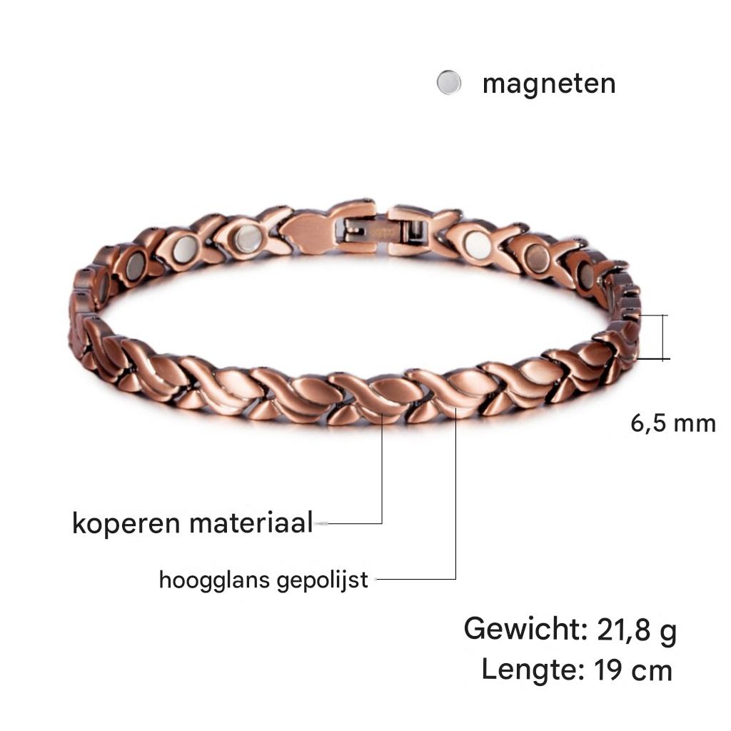 Magnetische Koperen Armband met Visdesign