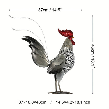 RustyRooster vintage metalen haan sculptuur
