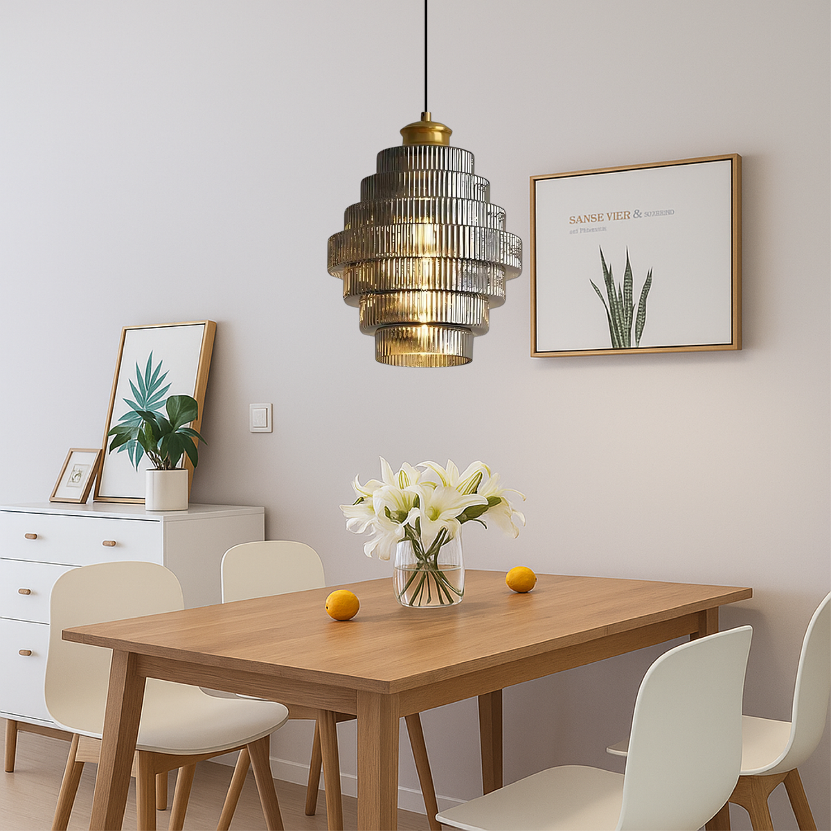 Gelaagde Glazen Hanglamp Met LED Verlichting