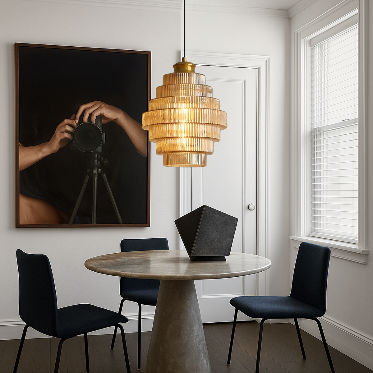 Gelaagde Glazen Hanglamp Met LED Verlichting
