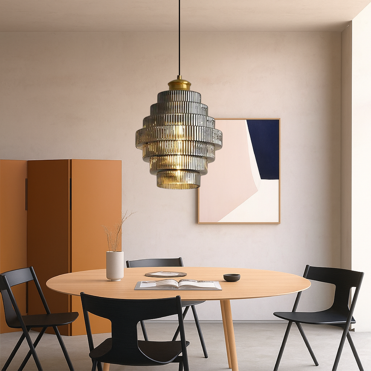 Gelaagde Glazen Hanglamp Met LED Verlichting