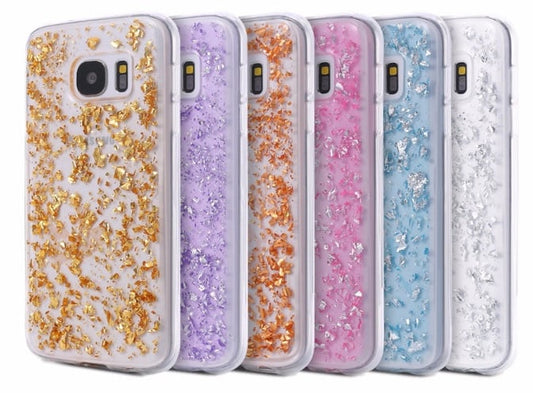 Galaxy S7 TPU Bling glitterhoesje blad-look