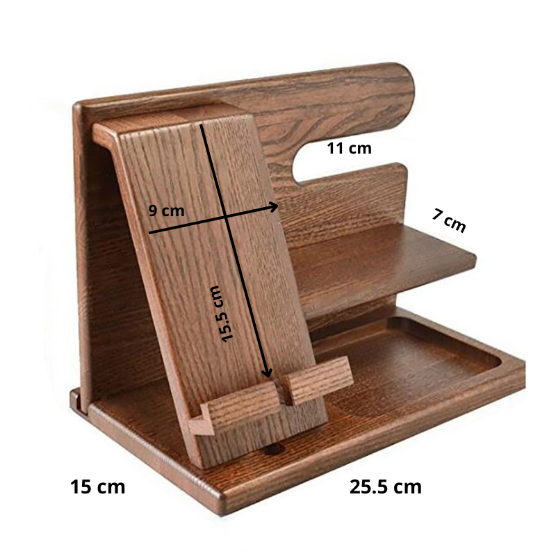 Houten Telefoon Docking Station Organizer