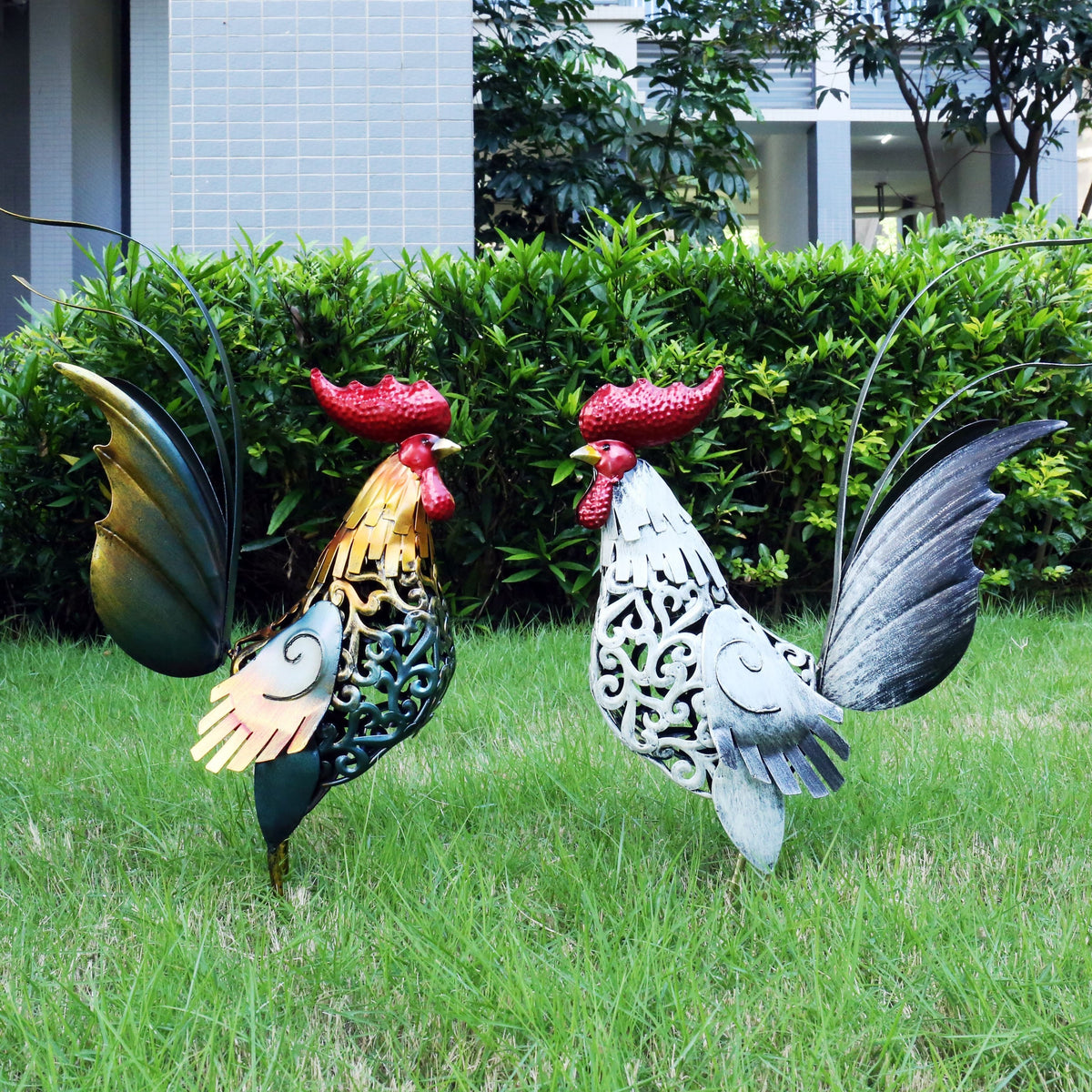 RustyRooster vintage metalen haan sculptuur