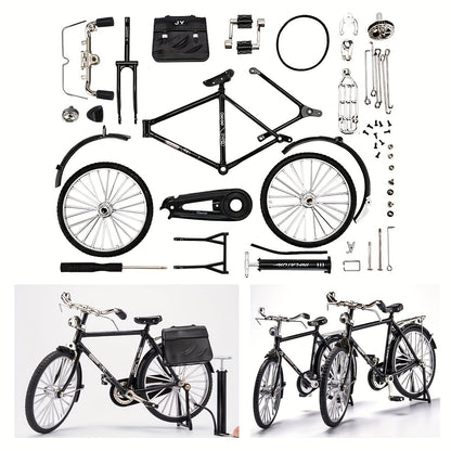 Miniatuur vintage fiets bouwset van aluminium