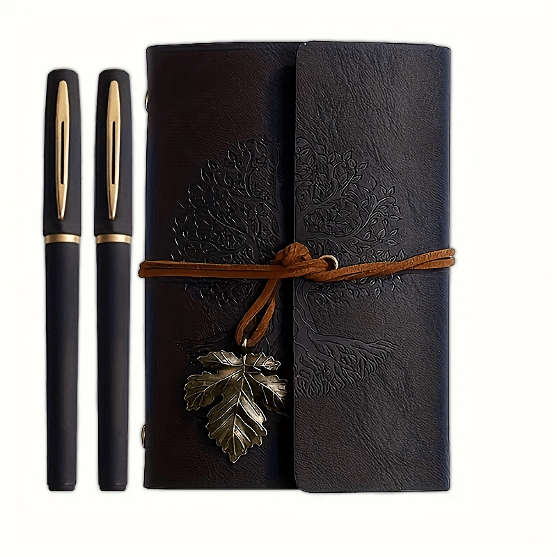 Vintage Notebook Set met Gelpennen