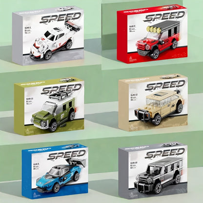 Miniatuur snelheidsauto bouwsets 6 stuks