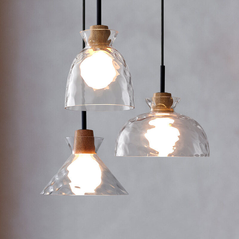SMD Living moderne glazen hanglamp met houten accenten