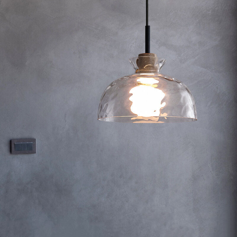 SMD Living moderne glazen hanglamp met houten accenten