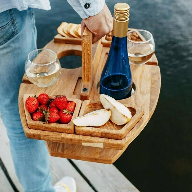 WineNest opvouwbare houten picknickwijntafel