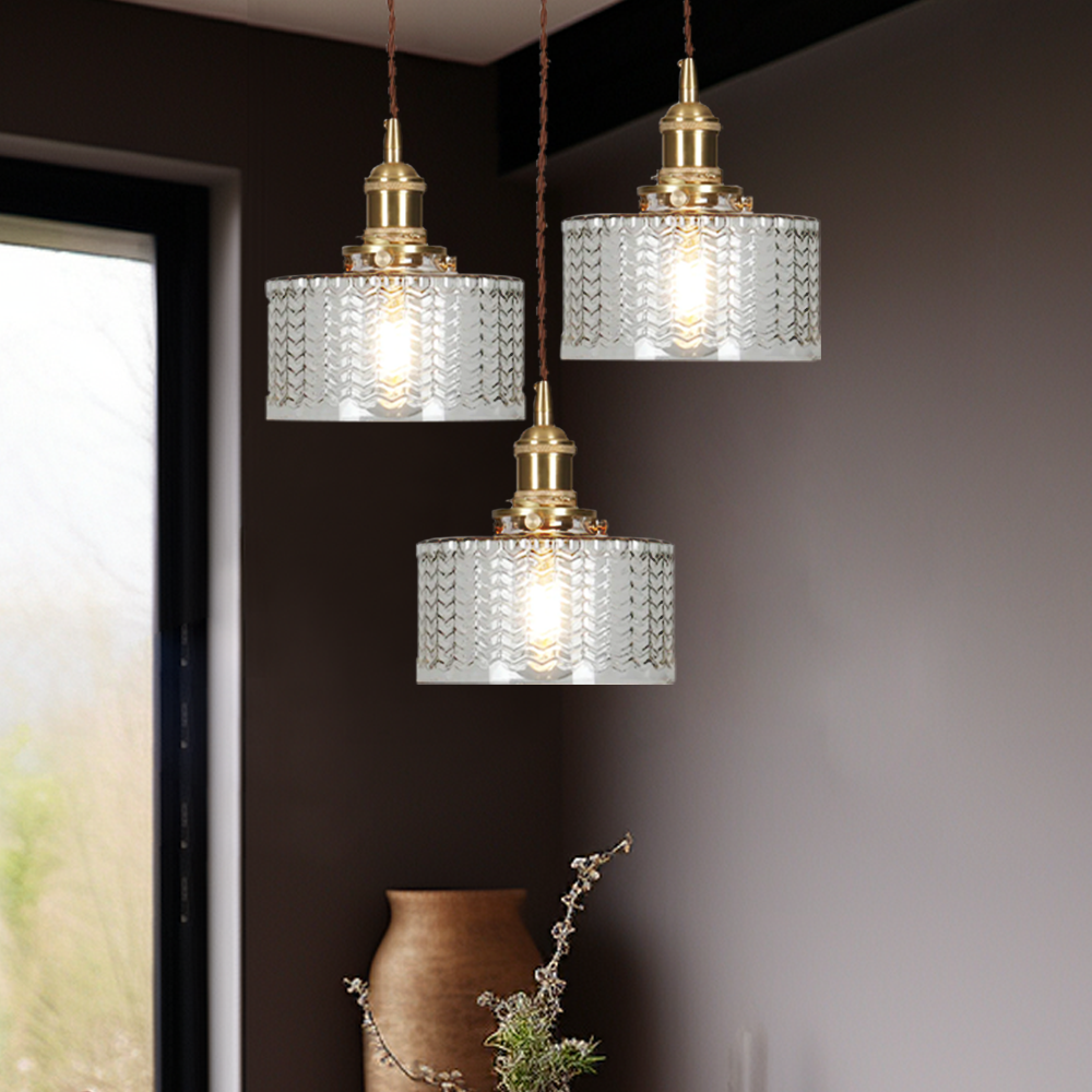 Vintage Cilindervormige Glazen Hanglamp