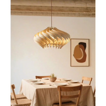 Japandi Houten Spiraal Hanglamp