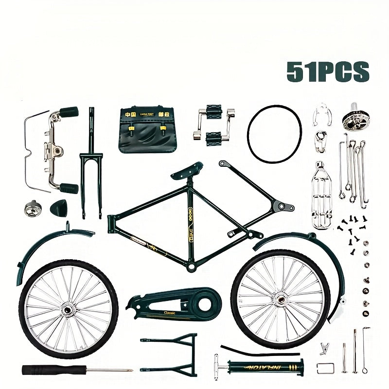 Miniatuur vintage fiets bouwset van aluminium
