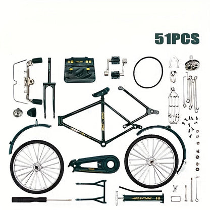 Miniatuur vintage fiets bouwset van aluminium