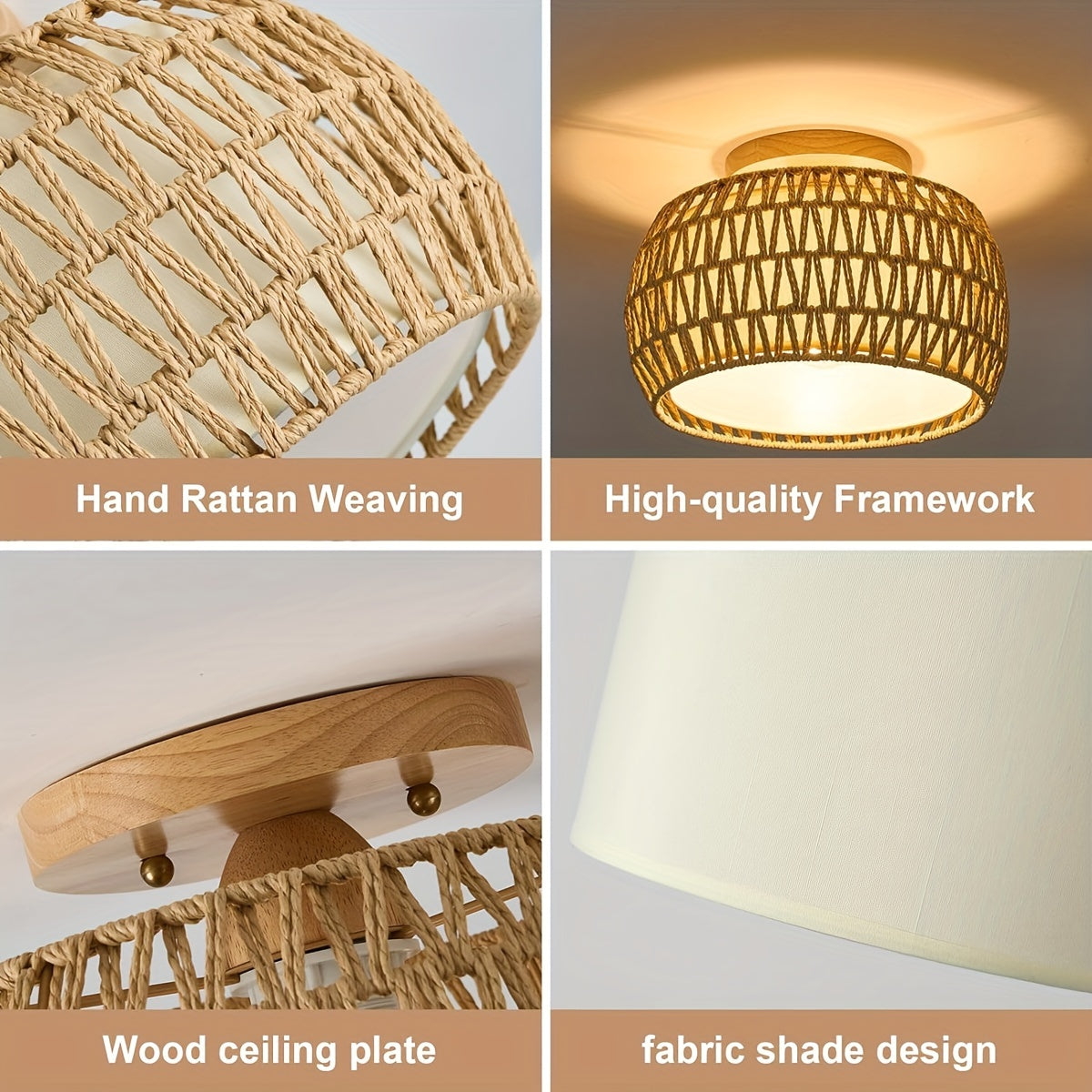 Odior boheemse rotan plafondlamp