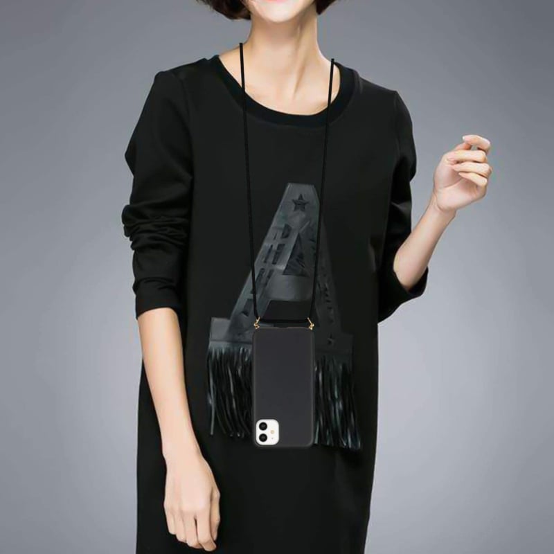 Apple iPhone 11 Crossbody TPU Hoesje Zwart