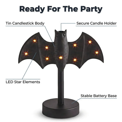 BatGlow handgeschilderde gotische tinnen kandelaar