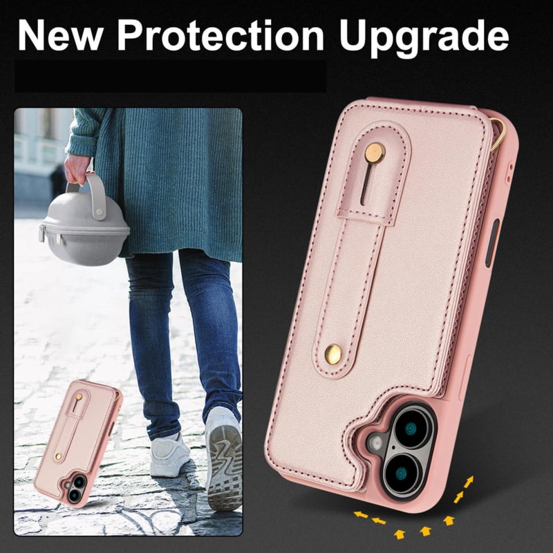 iPhone 16 Plus hoesje met pasjeshouder en draagkoord