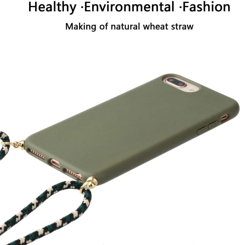Apple iPhone 7 Plus / 8 Plus Crossbody TPU Hoesje met Koord Groen