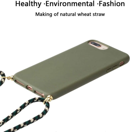 Apple iPhone 7 Plus / 8 Plus Crossbody TPU Hoesje met Koord Groen