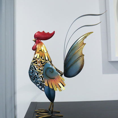 RustyRooster vintage metalen haan sculptuur