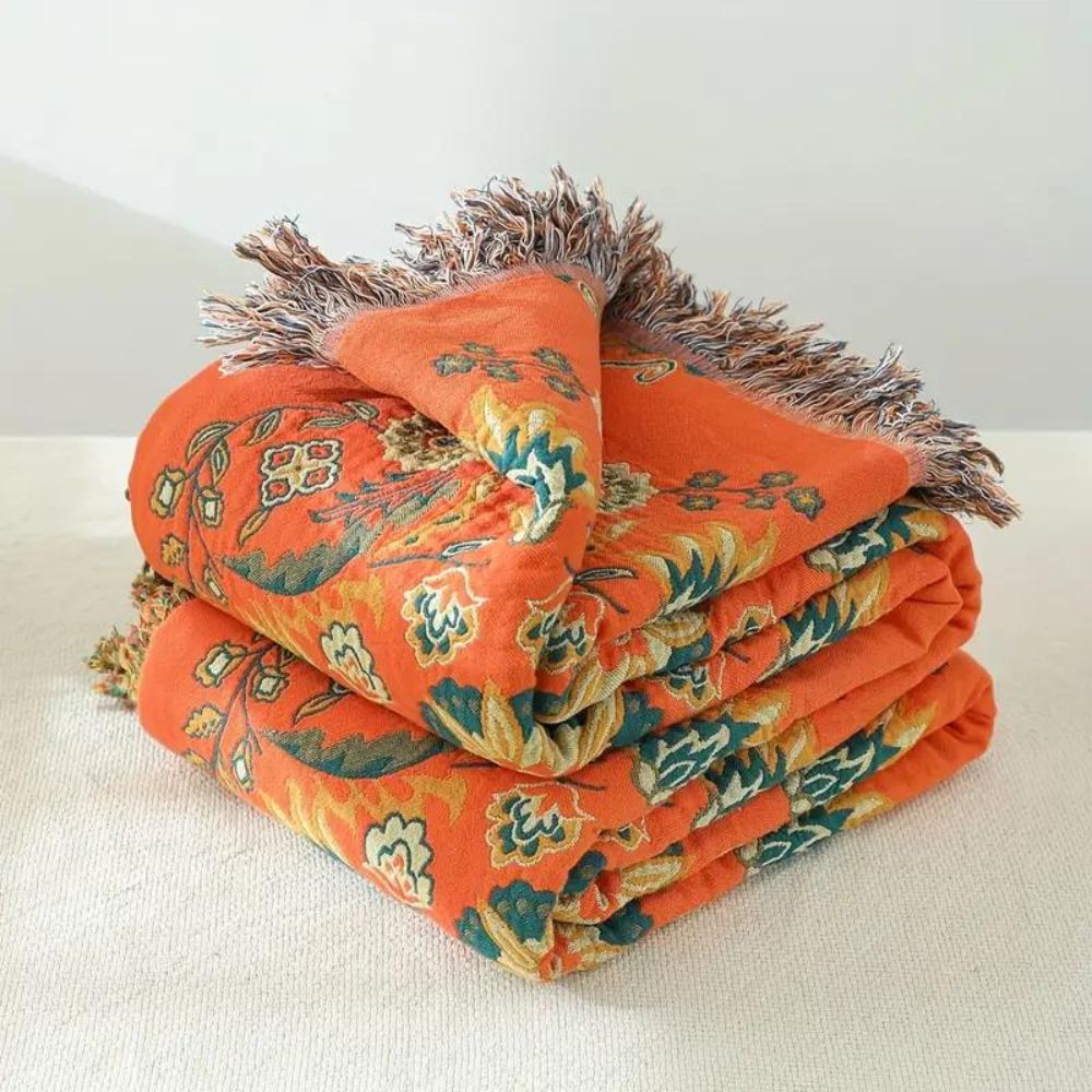 Omkeerbare Katoenen Deken met Bloemenmotief