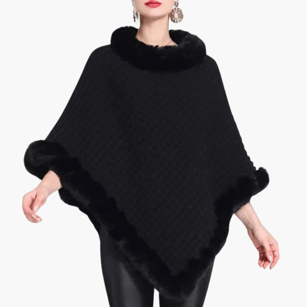 Dames trui poncho met neppels trim
