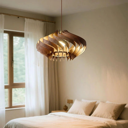 Japandi Houten Spiraal Hanglamp