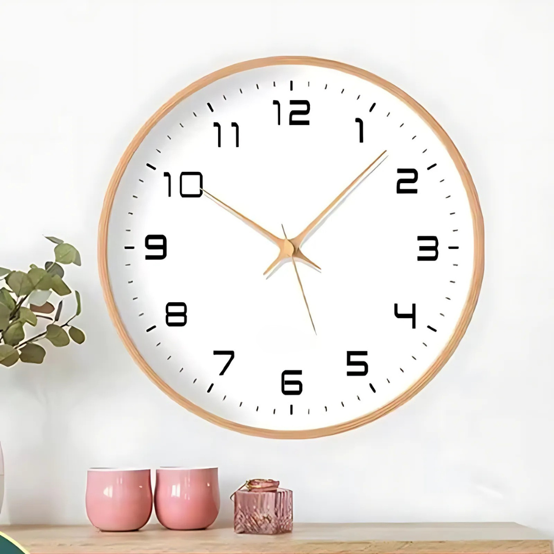 Lumio houten geruisloze quartz wandklok