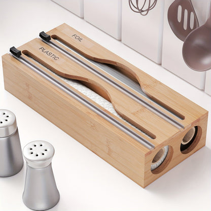Bamboe 2-in-1 folie dispenser met snijder