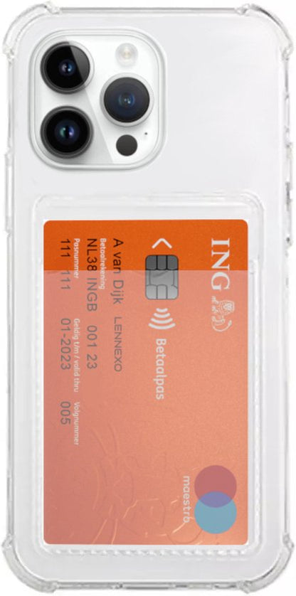 Lennexo iPhone 15 Pro shockproof hoesje met pashouder