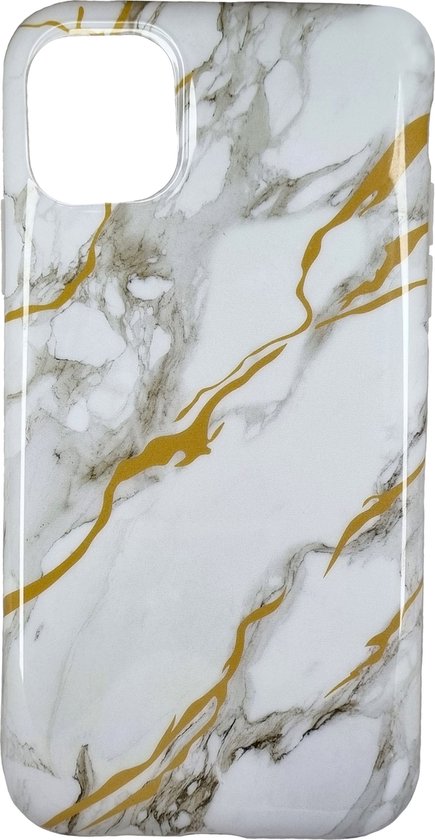 Lennexo Luxe Marmeren iPhone 11 Siliconen Hoesje Wit