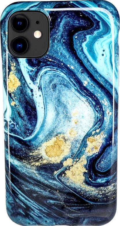 Lennexo iPhone 12 / 12 Pro siliconen marmer hoesje