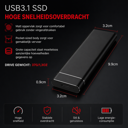 4TB Externe SSD Schijf – Plug & Play – USB 3.0 & USB-C – Universeel