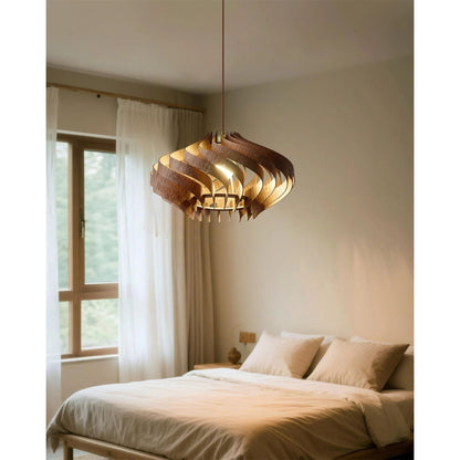 Japandi Houten Spiraal Hanglamp
