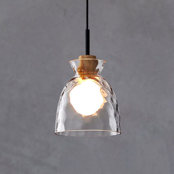 SMD Living moderne glazen hanglamp met houten accenten