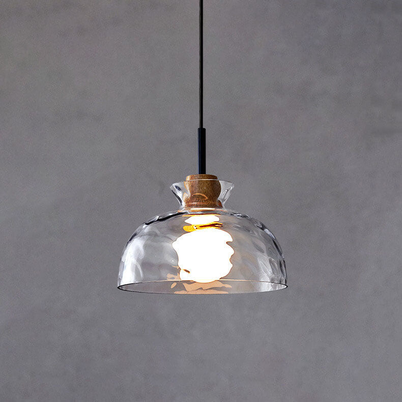 SMD Living moderne glazen hanglamp met houten accenten