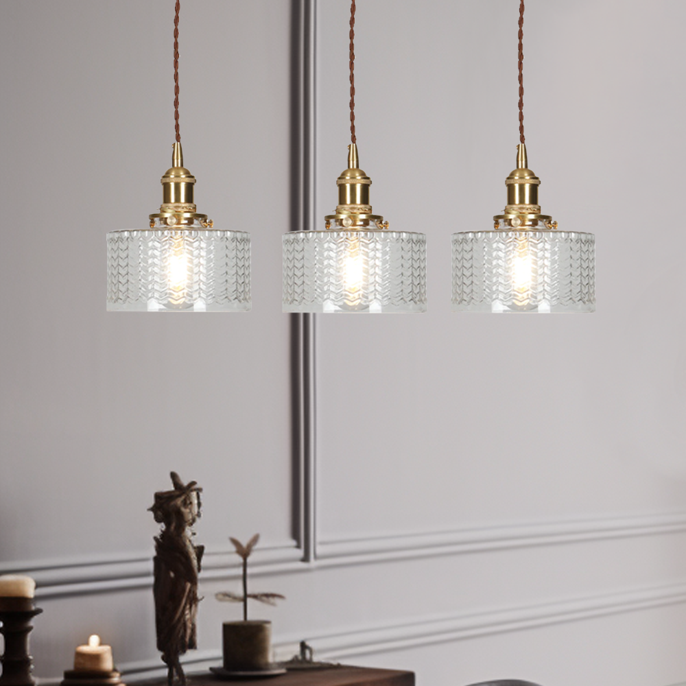 Vintage Cilindervormige Glazen Hanglamp