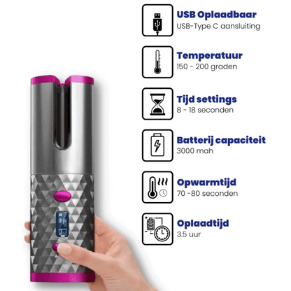 Oasis draadloze automatische haarkruller