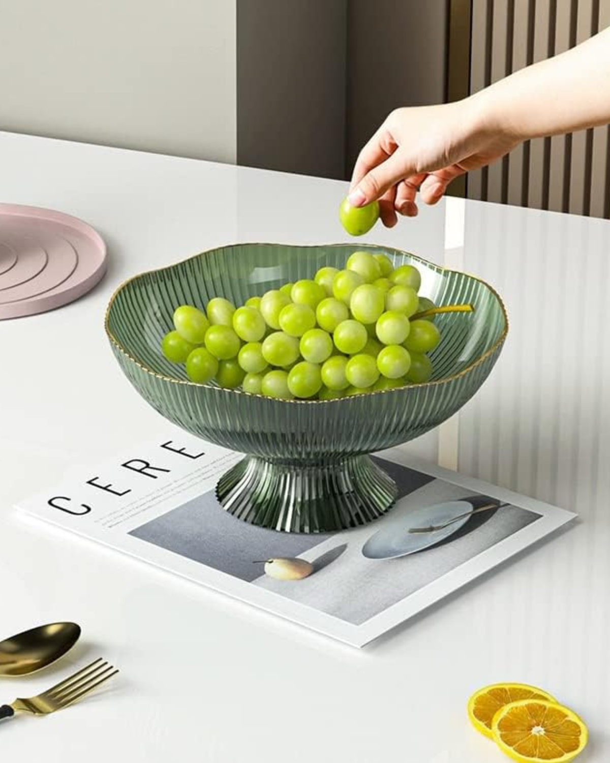 Odior geribbelde keramische fruitkom