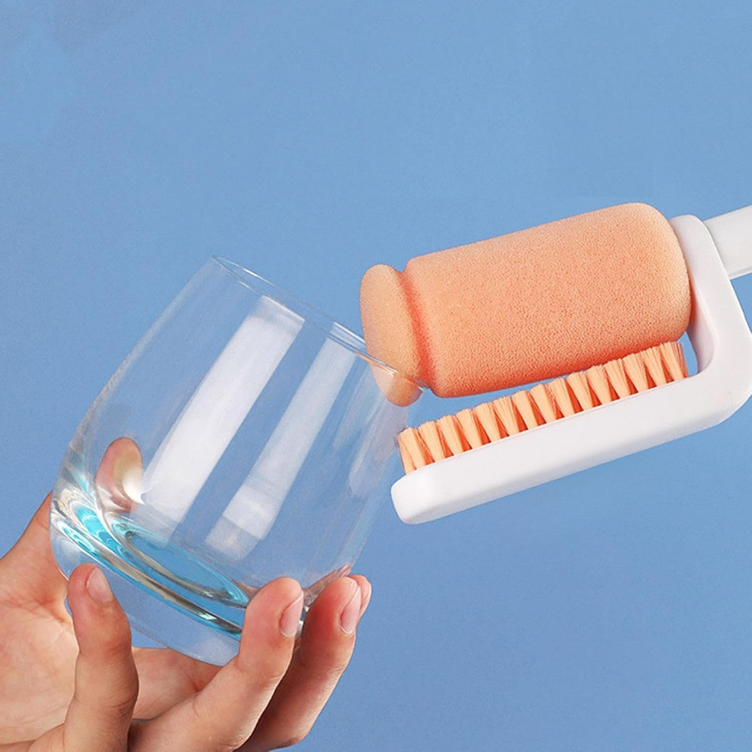 TwinClean 3-in-1 flessenborstel met rietjesborstel