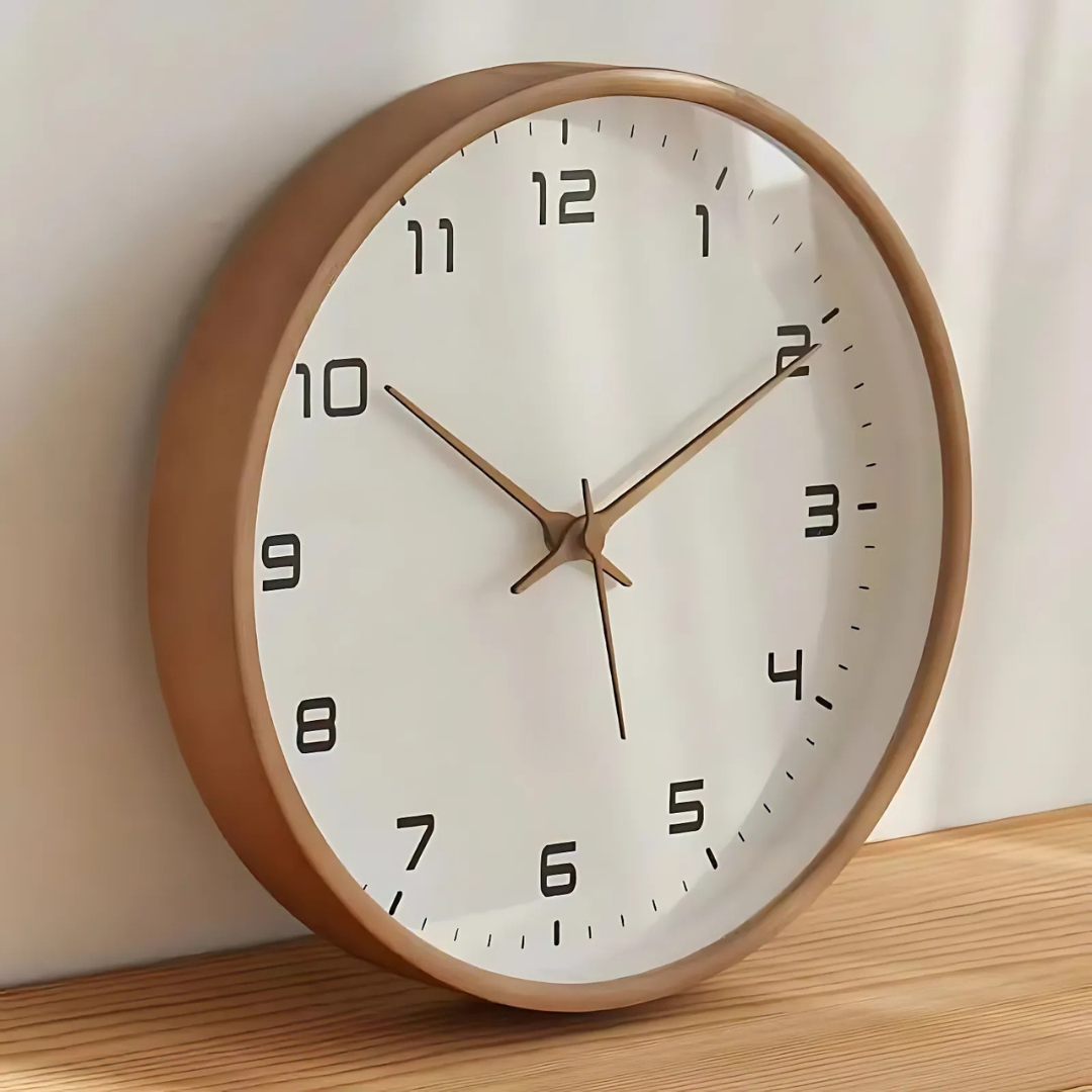 Lumio houten geruisloze quartz wandklok